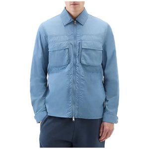 Woolrich Gekreukeld Overshirt Jack , Blue , Heren , Maat: S