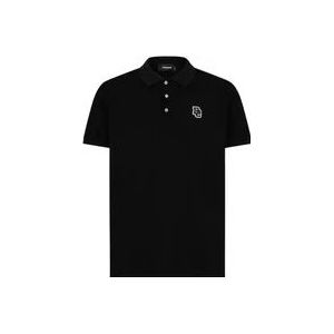 Dsquared2 Tennis Fit Polo , Black , Heren , Maat: 2XL