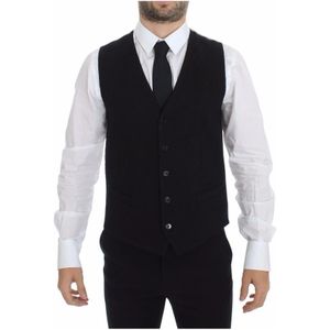 Dolce & Gabbana - Main Line - Kostuum - Zwart - Elegante Zijden Vest