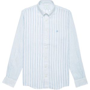 Brooks Brothers, Heren, Overhemden, Blauw, Maat: L Linnen,