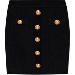 Balmain Rok met decoratieve knopen , Black , Dames , Maat: XS