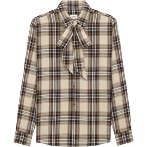 Saint Laurent, Dames, Blouses & Shirts, Beige, Maat: M Katoen,
