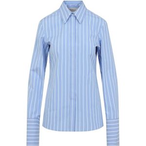 Sportmax, Dames, Blouses & Shirts, Blauw, Maat: 4XS Katoen,