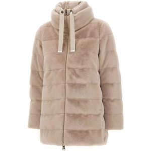 Herno, Dames, Jassen, Beige, Maat: L Leer,