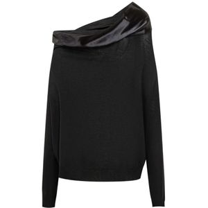 Alberta Ferretti, Dames, Truien, Zwart, Maat: S Wol,