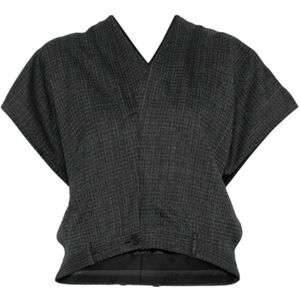 Balenciaga, Dames, Blouses & Shirts, Zwart, Maat: XS Wol,