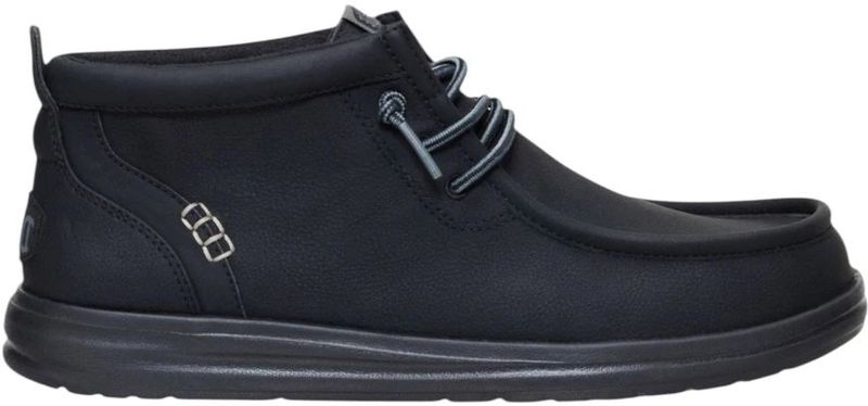 Hey Dude - Wally Mid Gripr Classic - Leren Schoen - Zwart - Halfhoge Boot