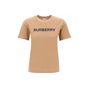 Burberry Gestructureerde Logo Print T-Shirt , Brown , Dames , Maat: XS