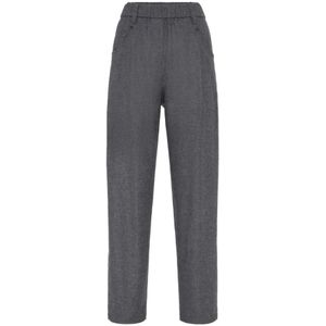 Brunello Cucinelli, Dames, Broeken, Grijs, Maat: S Zijde,