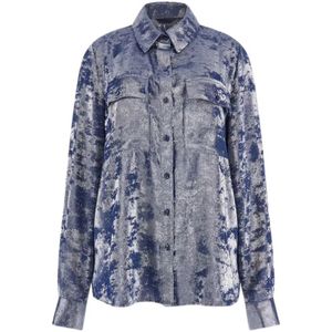 Guess, Dames, Blouses & Shirts, Blauw, Maat: S Synthetisch,