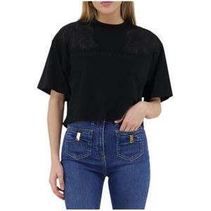 Elisabetta Franchi, Dames, Tops, Zwart, Maat: M Katoen,