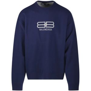 Balenciaga, Heren, Sweatshirts & Hoodies, Blauw, Maat: S