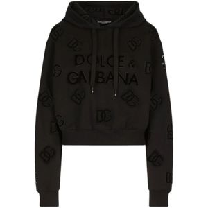 Dolce & Gabbana, Dames, Sweatshirts & Hoodies, Zwart, Maat: S Katoen,