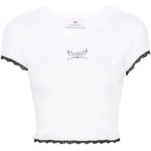 Chiara Ferragni Collection, Dames, Tops, Wit, Maat: M Katoen,