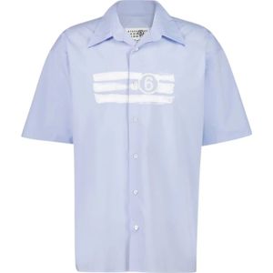 MM6 Maison Margiela, Heren, Overhemden, Blauw, Maat: M Katoen,