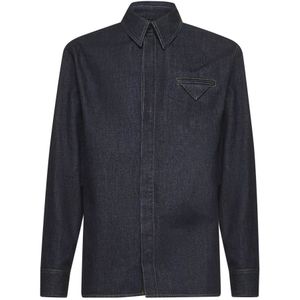 Bottega Veneta, Heren, Overhemden, Blauw, Maat: L Denim,