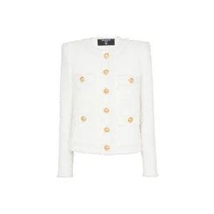 Balmain Tweed jasje , White , Dames , Maat: XS