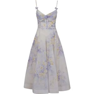 Zimmermann - Crush Twist Front Midi - Jurk - Veelkleurig - Linnen en Zijde