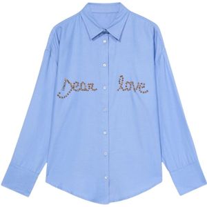 Oltre, Dames, Blouses & Shirts, Blauw, Maat: S Katoen,