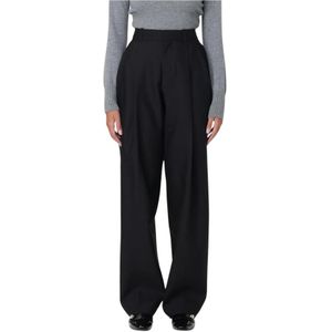 Jacquemus, Dames, Broeken, Zwart, Maat: S Leer,