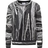 Carlo Colucci - Kleurrijke Geometrische Gebreide Trui - Zwart - Heren