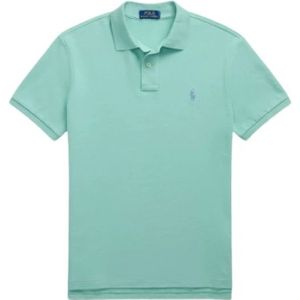 Polo Ralph Lauren - Tops - Blauw - Katoen - Custom Slim Fit Polo met Korte Mouwen