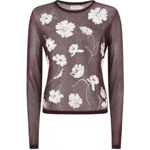 Tory Burch, Dames, Truien, Bruin, Maat: XS Katoen,