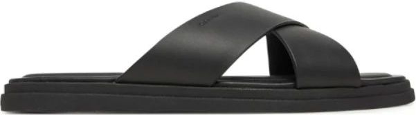 Calvin Klein - Heren Slippers - Zwart - Leren - Open Teen Ontwerp