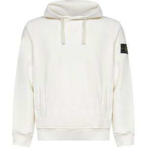 Stone Island, Heren, Sweatshirts & Hoodies, Wit, Maat: L Katoen,