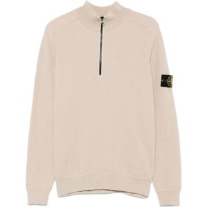Stone Island, Heren, Truien, Beige, Maat: XL Katoen,