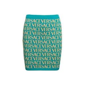 Versace Stretch Hoge Taille Mini Rok , Blue , Dames , Maat: S