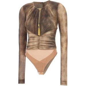 Elisabetta Franchi, Dames, Tops, Bruin, Maat: M