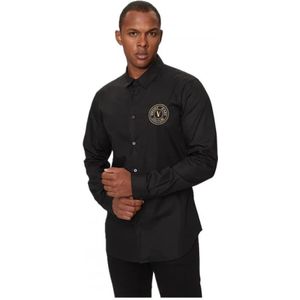 Versace Jeans Couture, Heren, Overhemden, Zwart, Maat: 3XL Katoen,