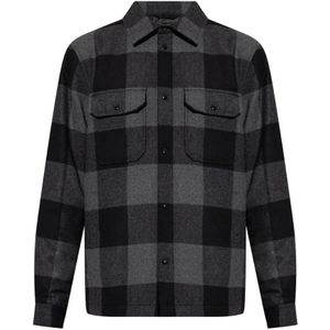 Woolrich Geruite wollen jas met klassieke kraag , Gray , Heren , Maat: M