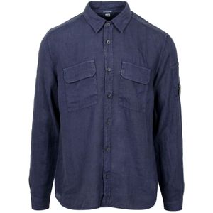 C.p. Company, Heren, Overhemden, Blauw, Maat: 2XL Linnen,