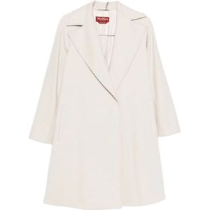Max Mara Studio, Dames, Mantels, Wit, Maat: XS Wol,