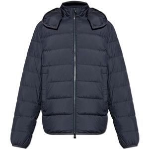 Moncler, Heren, Jassen, Blauw, Maat: S Leer,