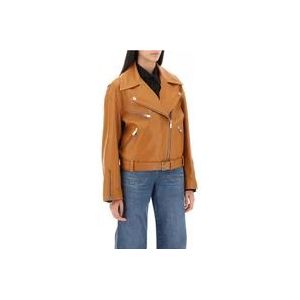 Versace Leather Jassen , Brown , Dames , Maat: XS