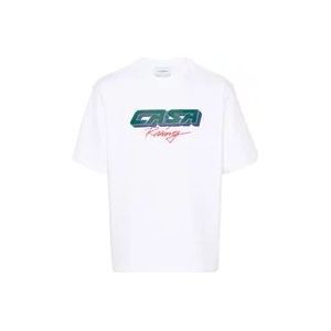Casablanca Racing Oversize T-shirts en Polos , White , Heren , Maat: M