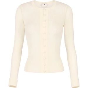 Elisabetta Franchi, Dames, Truien, Beige, Maat: XS Wol,