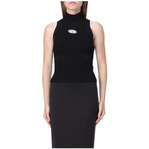 Diesel, Dames, Tops, Zwart, Maat: M Viscose,