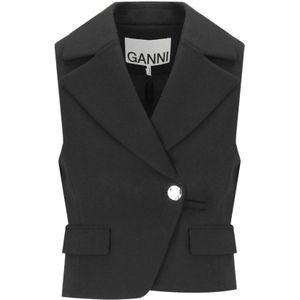 Ganni, Dames, Jassen, Zwart, Maat: M Viscose,