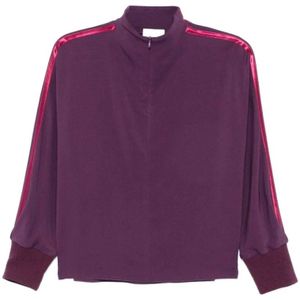Forte Forte, Dames, Sweatshirts & Hoodies, Paars, Maat: L Satijn,
