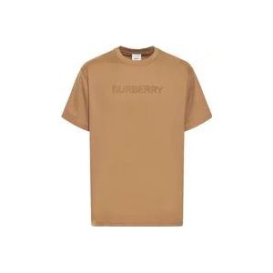 Burberry Logo Print Katoenen T-Shirt , Brown , Heren , Maat: 2XL