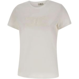 Elisabetta Franchi, Dames, Tops, Wit, Maat: L Jersey,
