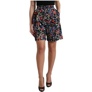 Dolce & Gabbana - Korte Broeken - Zwart - Veelkleurig Bloemenpatroon