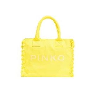 Pinko Strand Shopper Tas , Yellow , Dames , Maat: ONE Size
