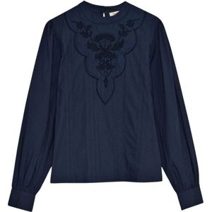 The New Society, Dames, Blouses & Shirts, Blauw, Maat: XS Katoen,