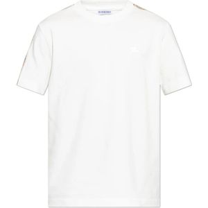 Burberry - T-Shirt - Wit - Katoen - Geborduurd Logo
