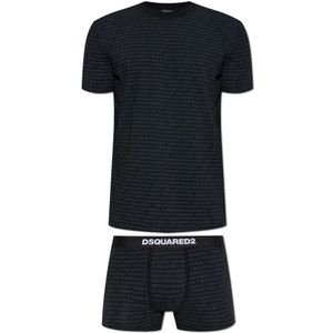 Dsquared2, Heren, Nachtkleding & Lounge, Zwart, Maat: S Leer,